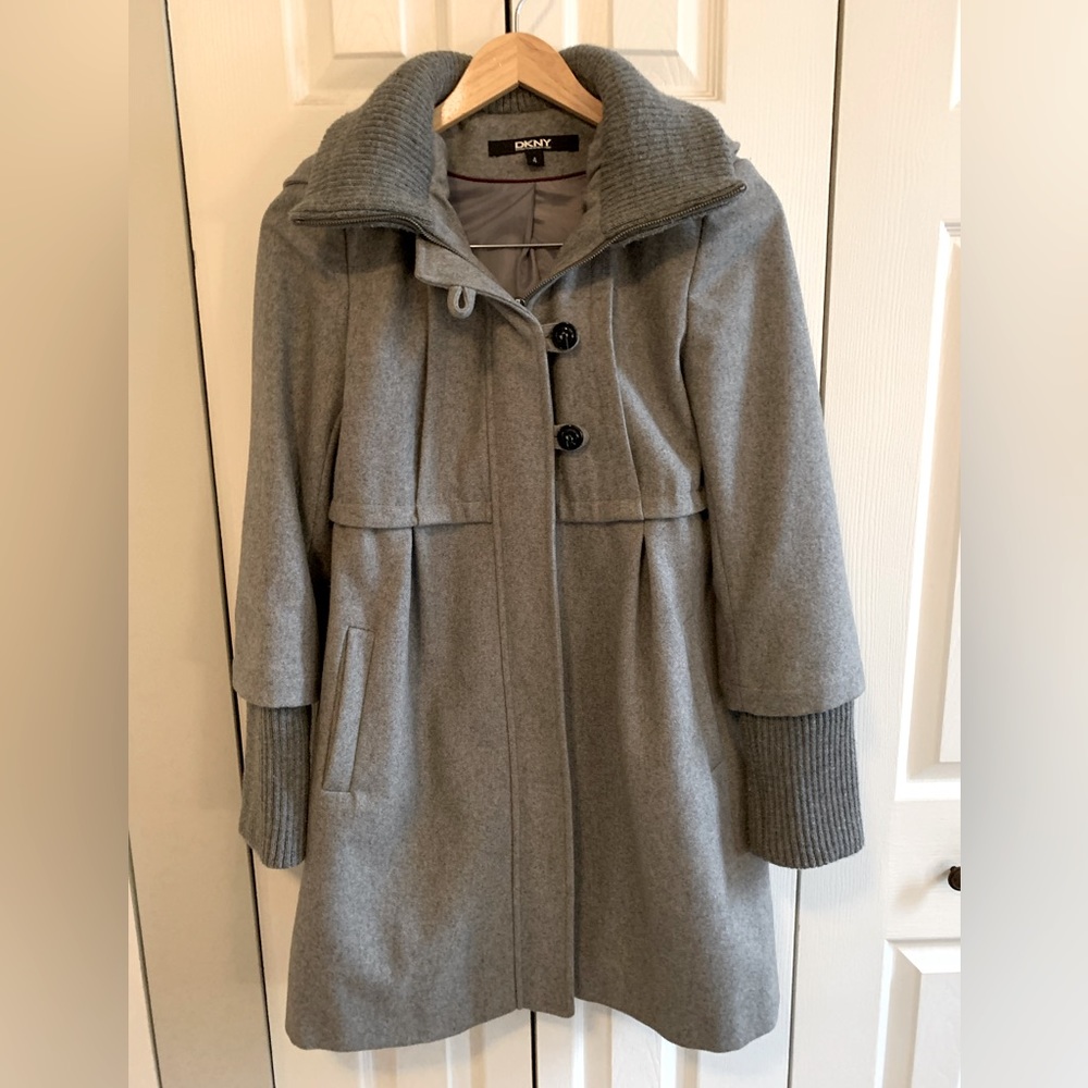 DKNY grey hooded winter coat
